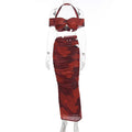Damen Crop-Top und Maxi-Rock Set mit raffiniertem Rüschen-Design R&B