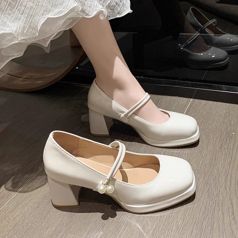 Damen elegante Mary Jane Schuhe mit Riemchen und blockiertem Absatz R&B