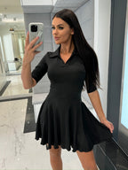 Damen Sportliches Kleid mit Polokragen und schwingendem Rock R&B