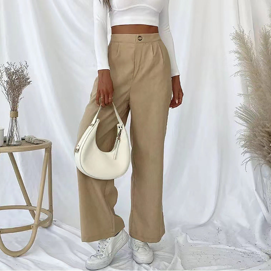 Damen Weite Hochbundhose mit Falten R&B