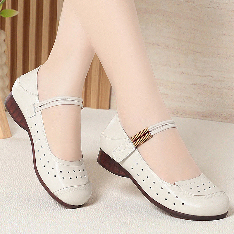 Damen atmungsaktive und bequeme Mary Jane Ballerinas mit elastischem Riemen R&B
