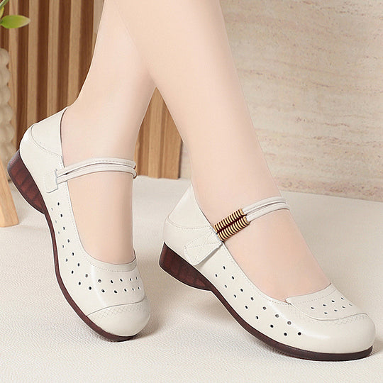 Damen atmungsaktive und bequeme Mary Jane Ballerinas mit elastischem Riemen R&B