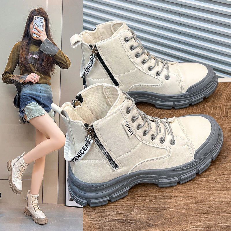 Damen modische High-Top Sneakers mit praktischem Reißverschluss und atmungsaktiver Sohle R&B