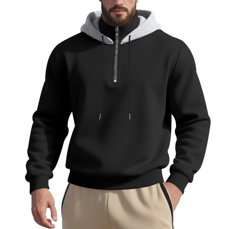 Herren sportlicher Kapuzenpullover mit halbem Reißverschluss und atmungsaktivem Stoff R&B