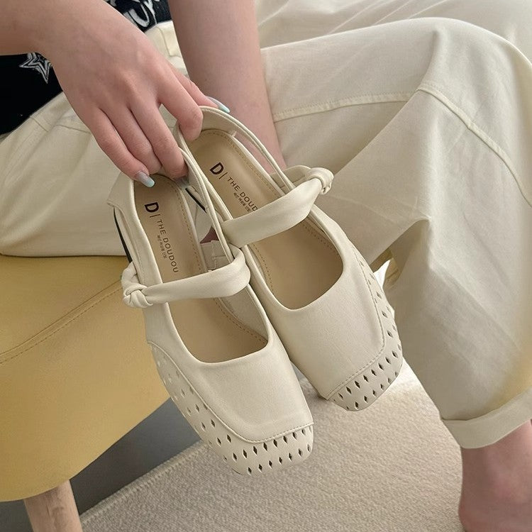 Damen Ballerinas mit modischem Riemchen und durchbrochenem Design R&B