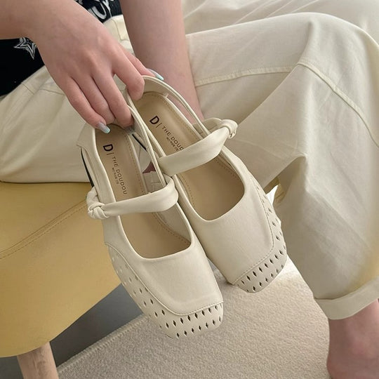 Damen Ballerinas mit modischem Riemchen und durchbrochenem Design R&B