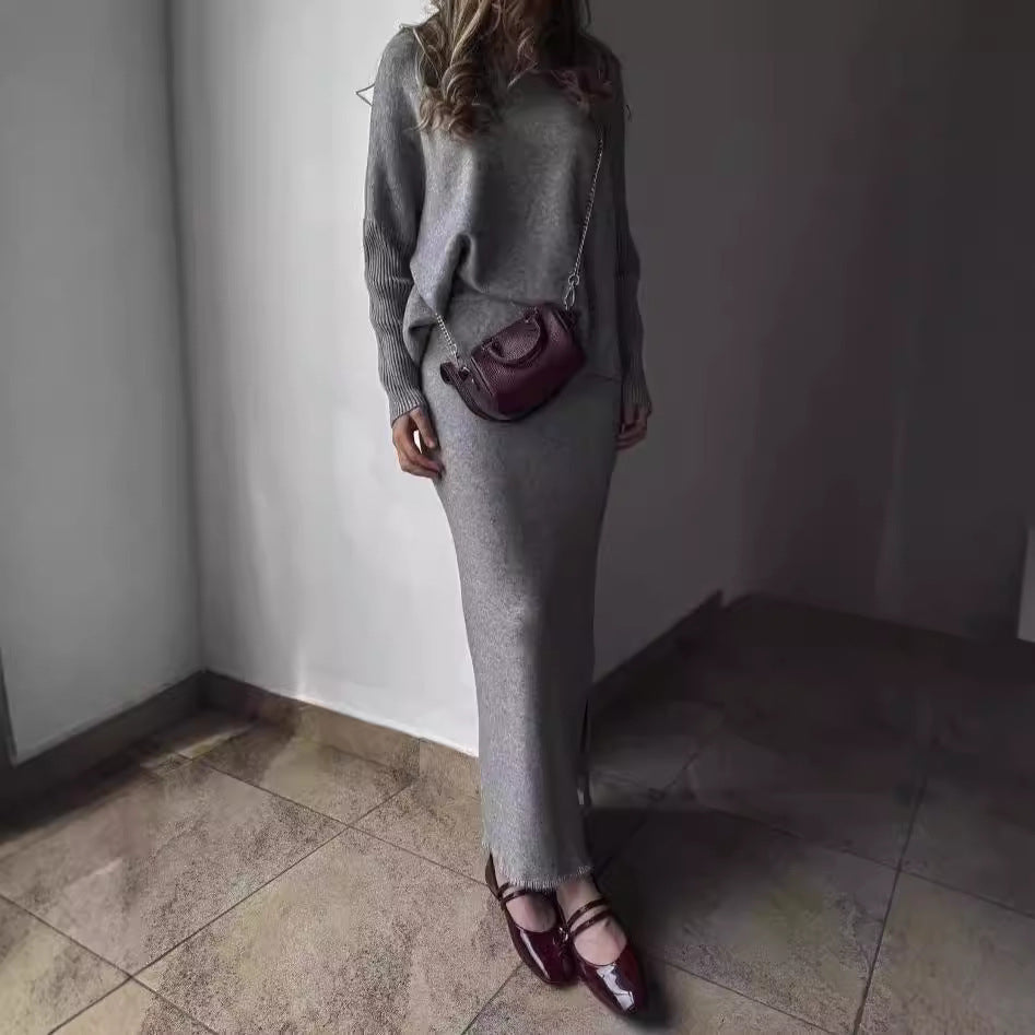 Damen Elegant gestricktes Maxikleid mit lässigem Schnitt R&B