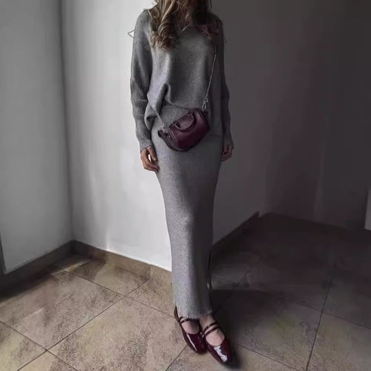 Damen Elegant gestricktes Maxikleid mit lässigem Schnitt R&B