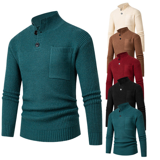 Herren Hochwertiger Pullover mit Modalmuster und Brusttasche R&B