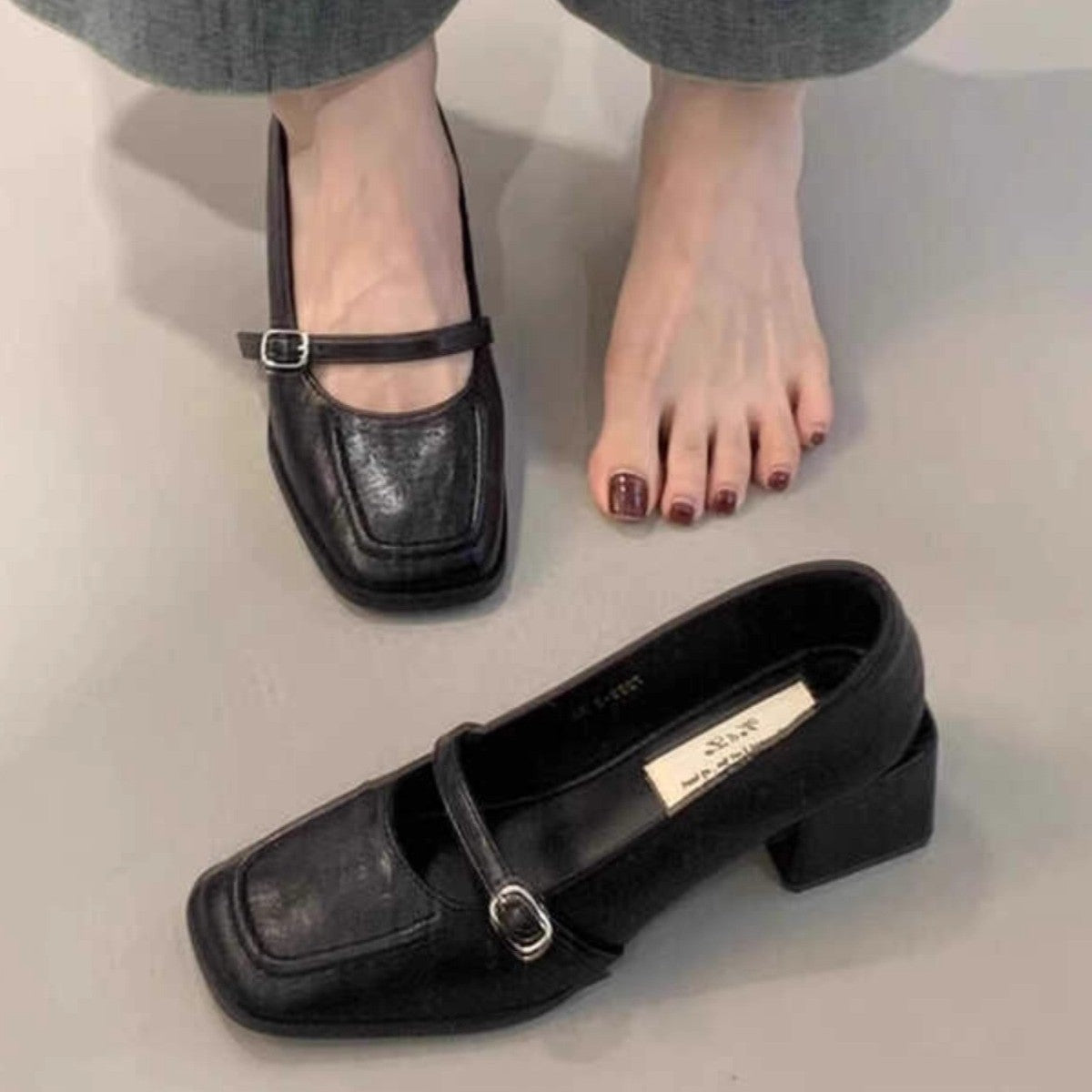 Damen elegante und komfortable Mary Jane Pumps mit modischem Blockabsatz R&B