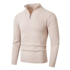Herren stylischer Strickpullover mit hohem Stehkragen und durchgehendem Reißverschluss R&B