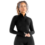 Damen Sportlicher Zip-Ausschnitt Langarm-Oberteil R&B