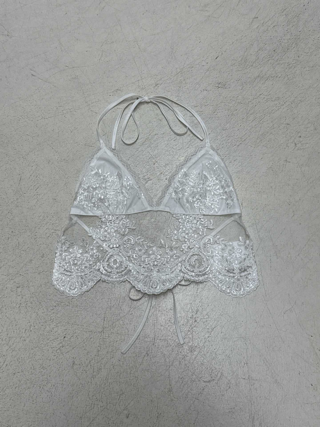 Damen Spitzentop mit breiten Trägern und gerafftem Bustier R&B