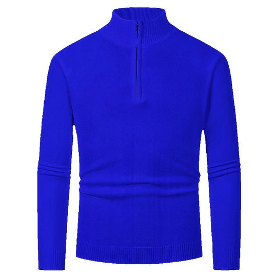 Herren Pullover mit halbem Reißverschluss und modernem Stehkragen R&B