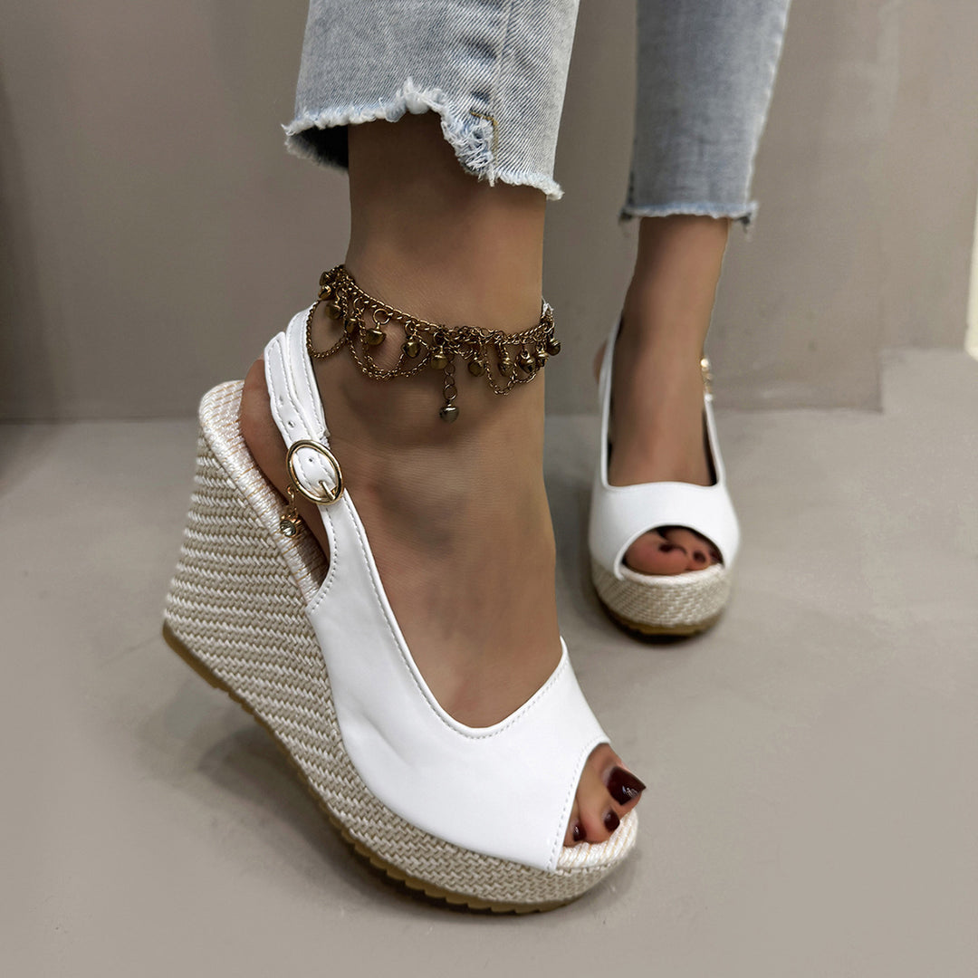 Damen Wedge-Sandalen mit modischem Perlen-Detail R&B