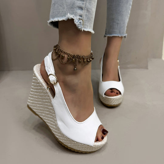 Damen Wedge-Sandalen mit modischem Perlen-Detail R&B