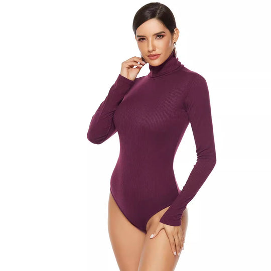 Damen Eleganter Langarmbody mit hohem Kragen R&B