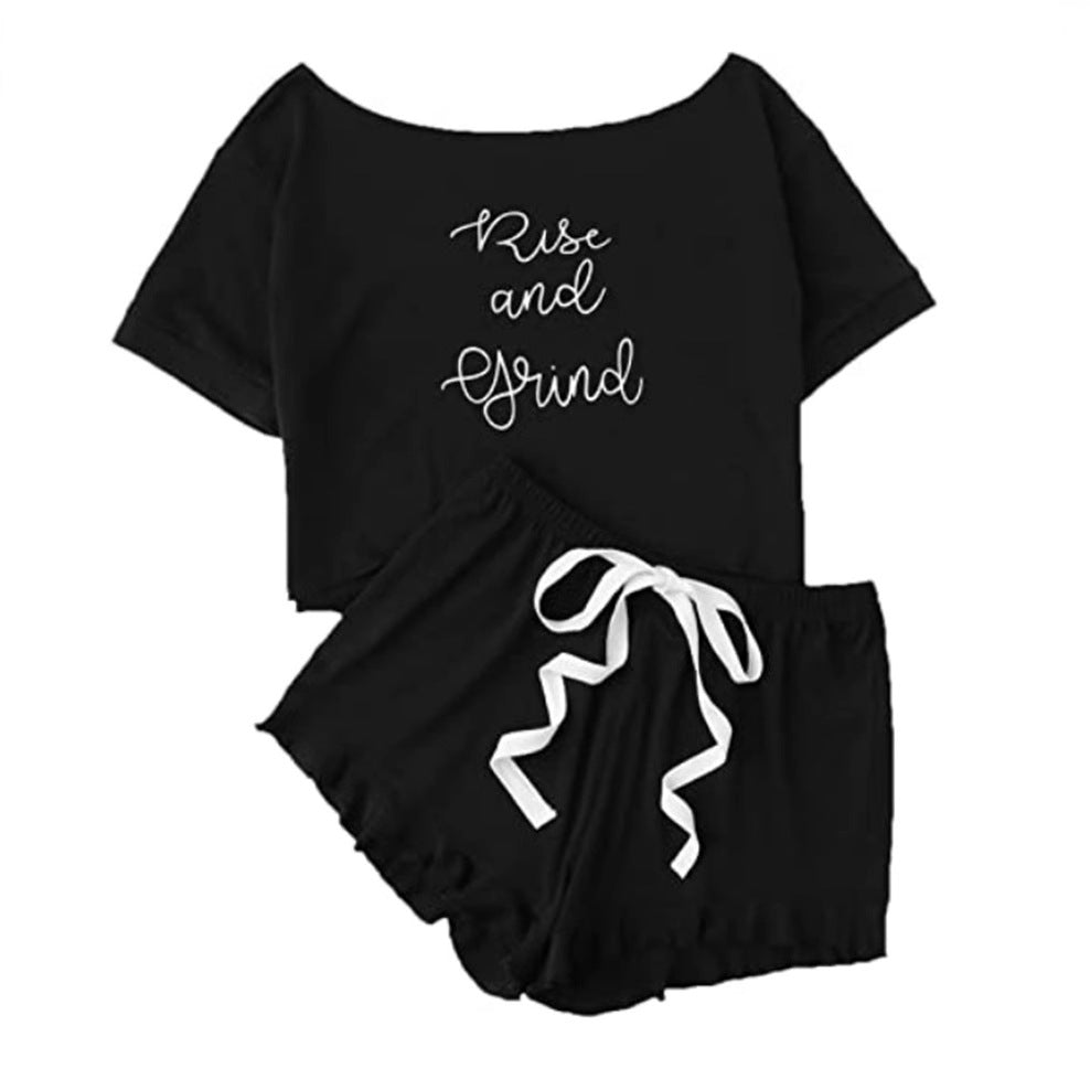 Damen Freizeit Schlafanzug Set mit aufgedrucktem Motiv R&B