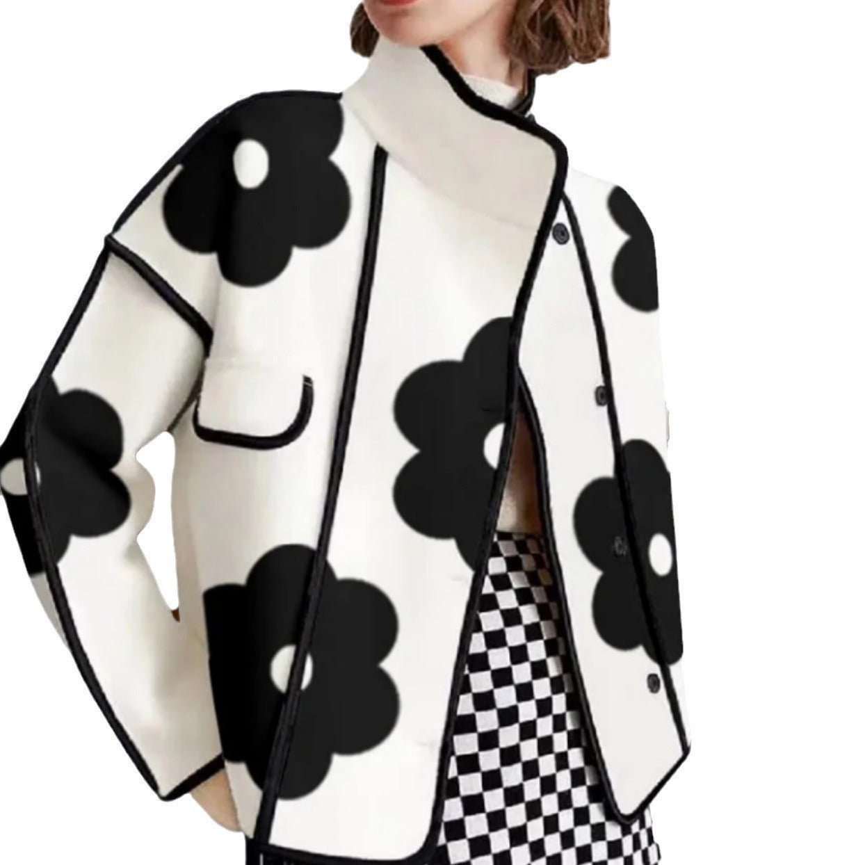 Damen modische Übergangsjacke mit floralem Muster R&B