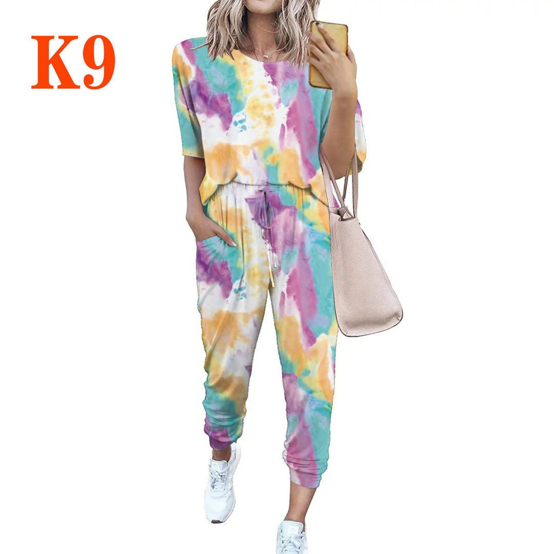 Damen Leichter Freizeit-Jumpsuit mit einem auffälligen Batik-Muster und praktischen Taschen R&B
