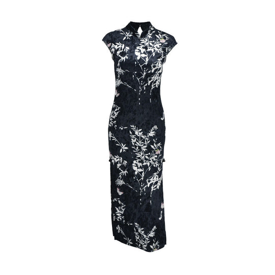 Damen Elegantes Maxikleid mit floralem Druck und Stehkragen R&B