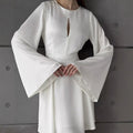Damen Elegantes Wickelkleid mit weit ausgestellten Ärmeln und tiefem Ausschnitt R&B