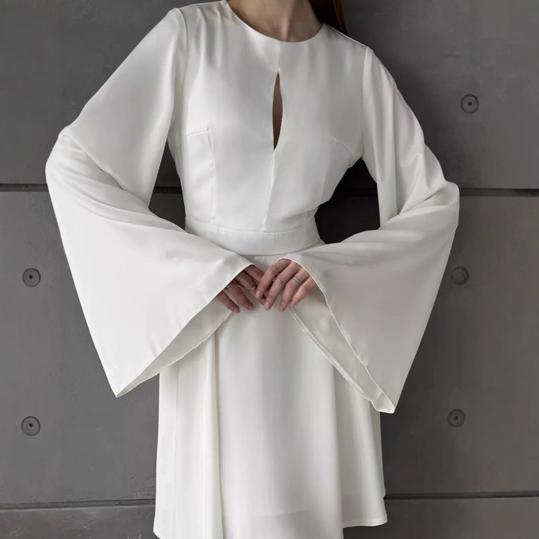 Damen Elegantes Wickelkleid mit weit ausgestellten Ärmeln und tiefem Ausschnitt R&B