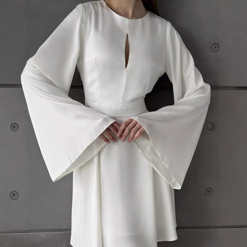 Damen Elegantes Wickelkleid mit weit ausgestellten Ärmeln und tiefem Ausschnitt R&B
