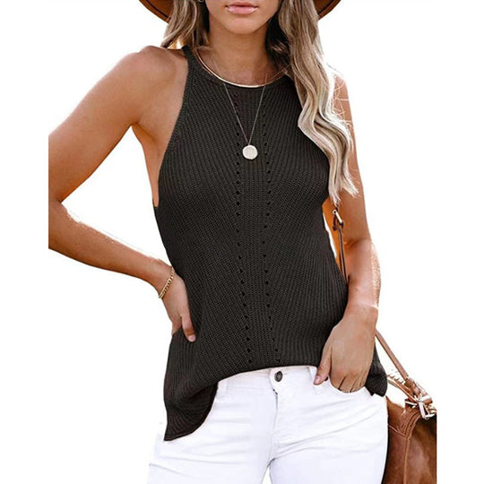 Damen ärmelloses Stricktop mit Struktur R&B