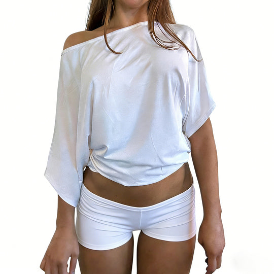 Damen Sportliches Zweiteiler-Set mit oversized Oberteil und kurzen Shorts R&B