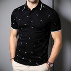 Herren Poloshirt mit modernem Druck und hochwertigem Baumwollmaterial