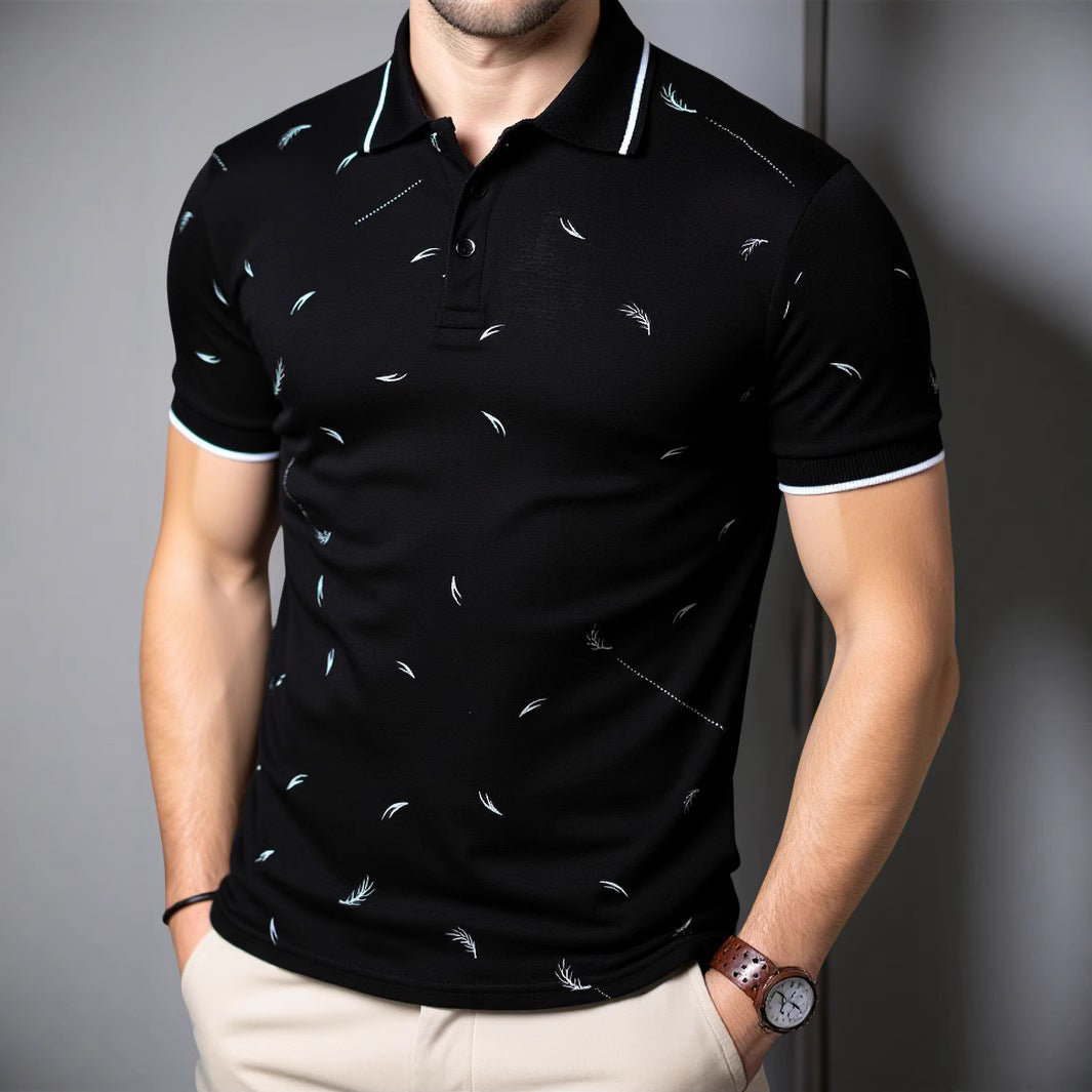 Herren Poloshirt mit modernem Druck und hochwertigem Baumwollmaterial
