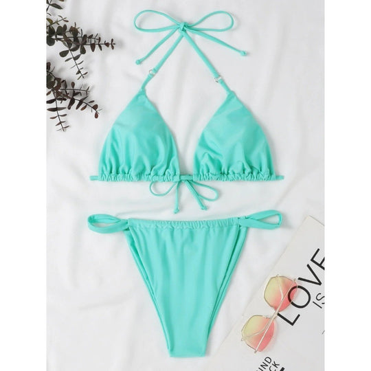 Damen Triangel-Bikini mit verstellbaren Bindebändern und elastischem Bund R&B