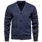 Herren klassische Strickjacke mit strukturiertem Design und praktischen Taschen R&B