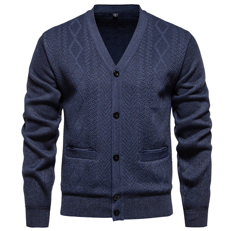 Herren klassische Strickjacke mit strukturiertem Design und praktischen Taschen R&B