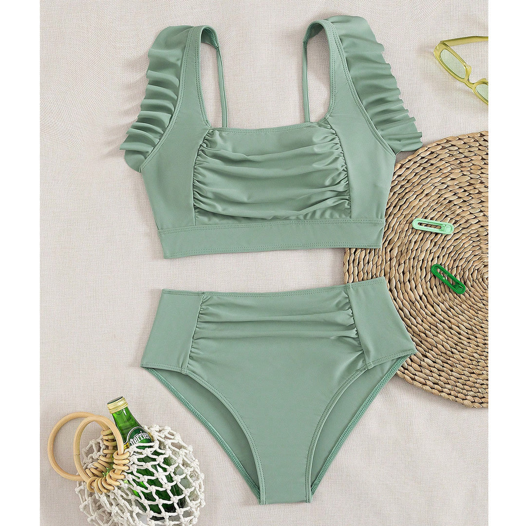 Damen Hochtaillierter Bikini mit Rüschendetails R&B