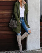 Damen Lange Strickjacke mit offenem Schnitt und lässigem Design R&B