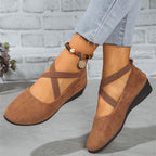 Damen elegante Wedge-Pantoletten mit überkreuzten Riemen und komfortablem Fußbett R&B