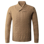Herren Grobstrickpullover mit modernem Schalkragen und Zopfmuster R&B