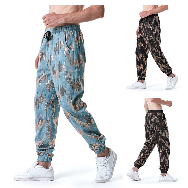 Herren Freizeithose mit Glitzer-Effekt und elastischem Bund