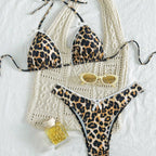 Damen modern geschnittenes Bikini-Set mit Schlangenmuster R&B