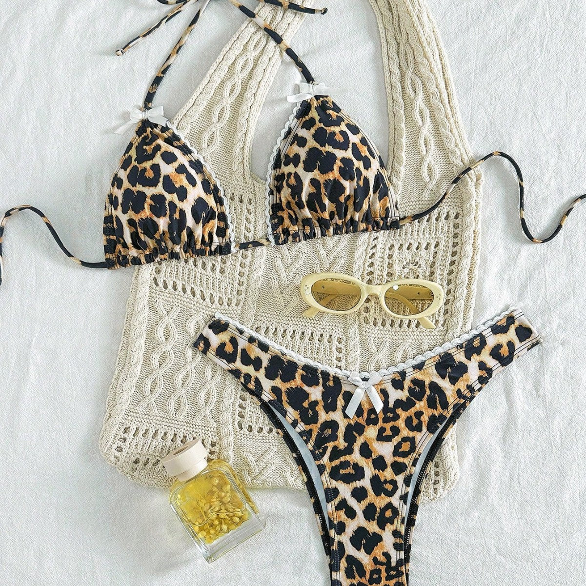 Damen modern geschnittenes Bikini-Set mit Schlangenmuster R&B