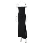 Damen Elegantes Maxikleid mit schulterfreiem Design und seitlichem Schlitz R&B