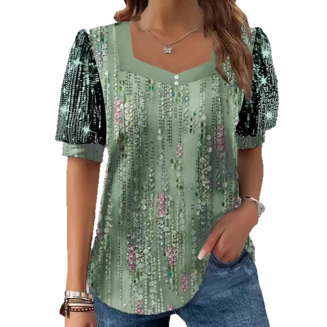 Damen Glitzernde V-Pullover Bluse