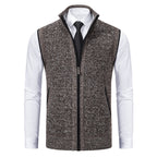 Herren elegante Strickweste mit hohem Kragen und praktischen Reißverschlusstaschen R&B