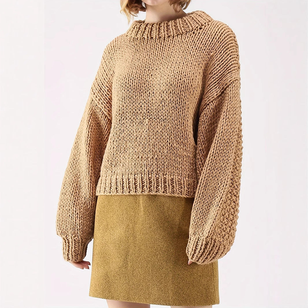 Damen Grobstrickpullover mit weitem Schnitt und Oversized-Ärmeln R&B
