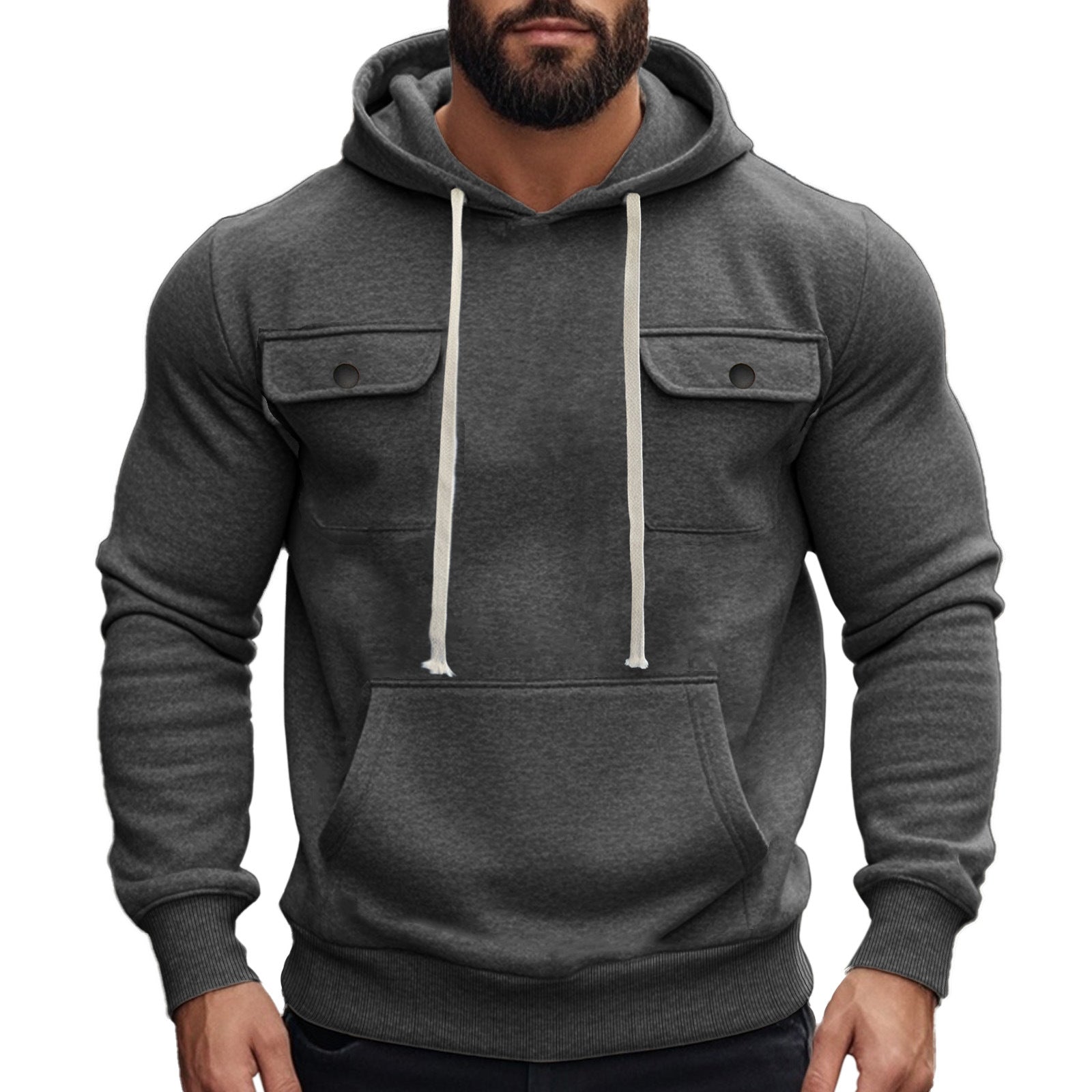 Herren Kapuzenpullover mit praktischen Pattentaschen und modernem Design R&B
