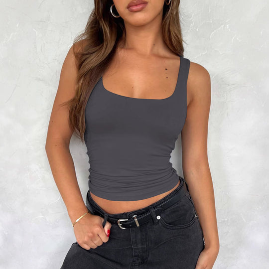 Damen Top mit breiten Trägern und figurbetontem Schnitt R&B