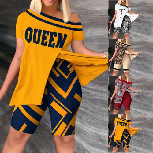 Damen modisches asymmetrisches Oberteil mit Shorts R&B