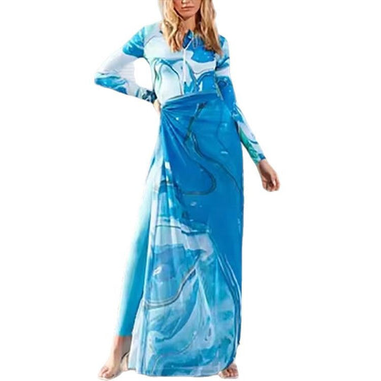 Damen Maxi-Kleid mit Kunstdruck R&B